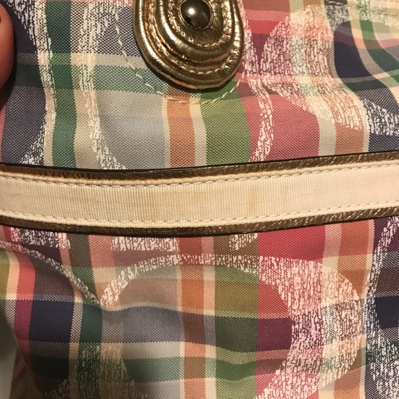 RARE Coach Madras Glam Tote and matching wristlet - Picture 6 of 7